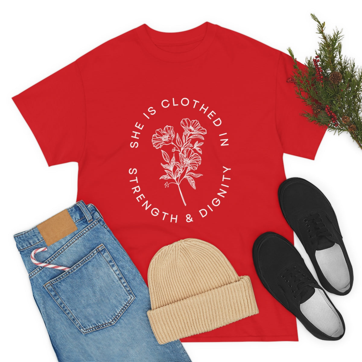 She is Clothed in Strength, Unisex Heavy Cotton Tee