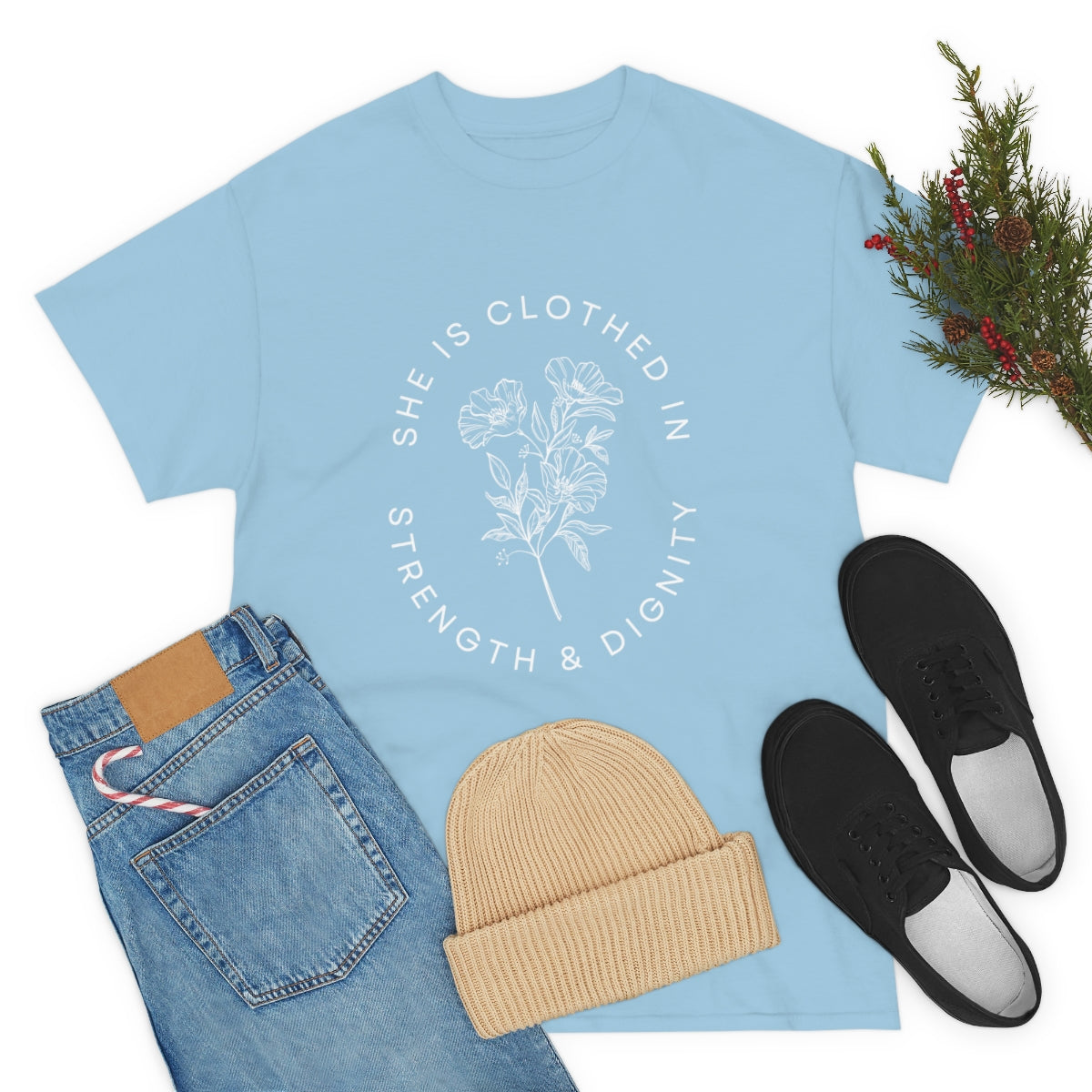 She is Clothed in Strength, Unisex Heavy Cotton Tee