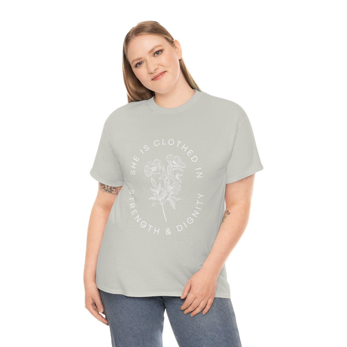 She is Clothed in Strength, Unisex Heavy Cotton Tee