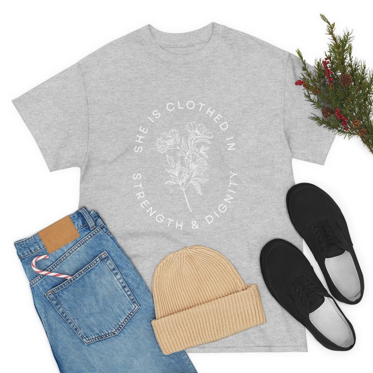She is Clothed in Strength, Unisex Heavy Cotton Tee