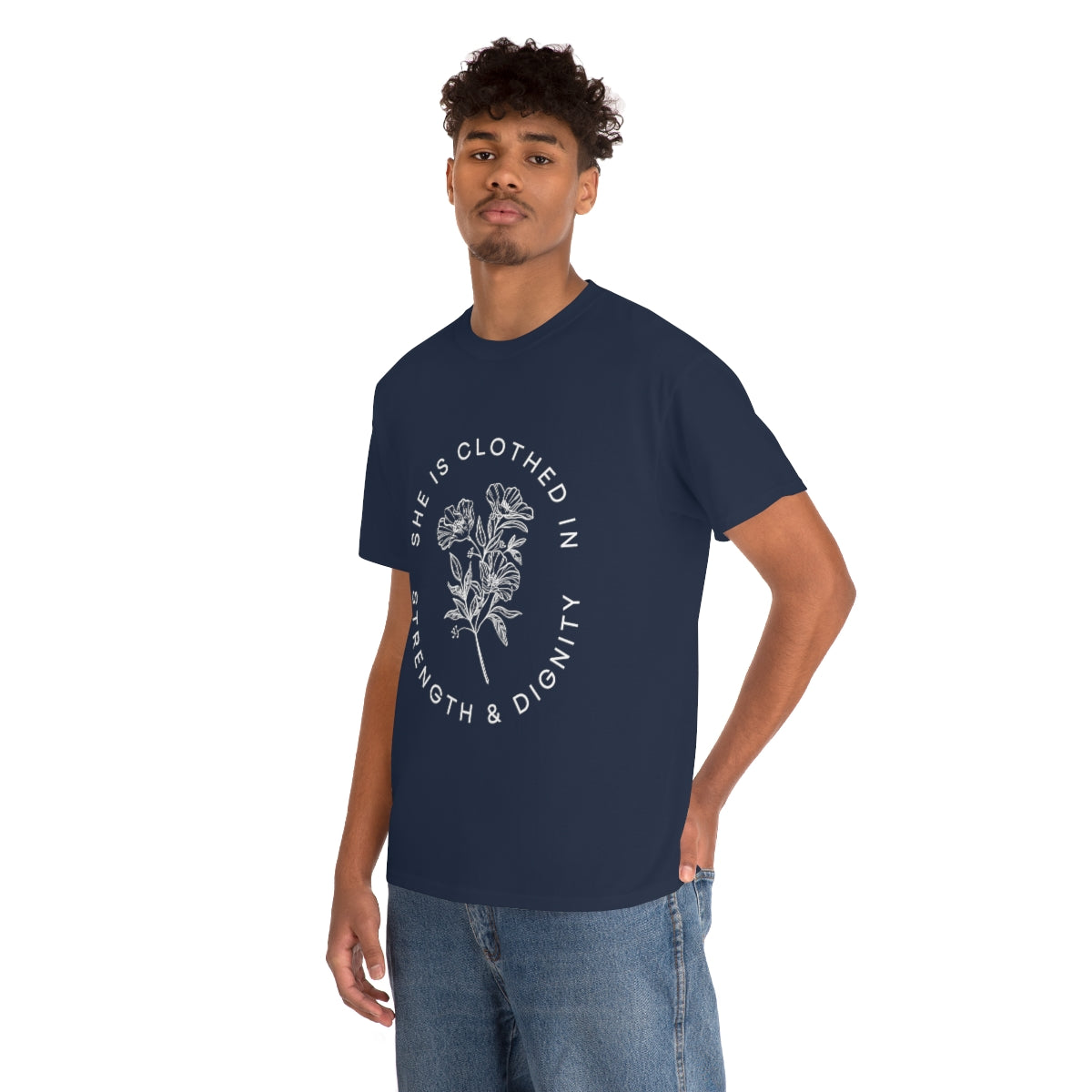 She is Clothed in Strength, Unisex Heavy Cotton Tee