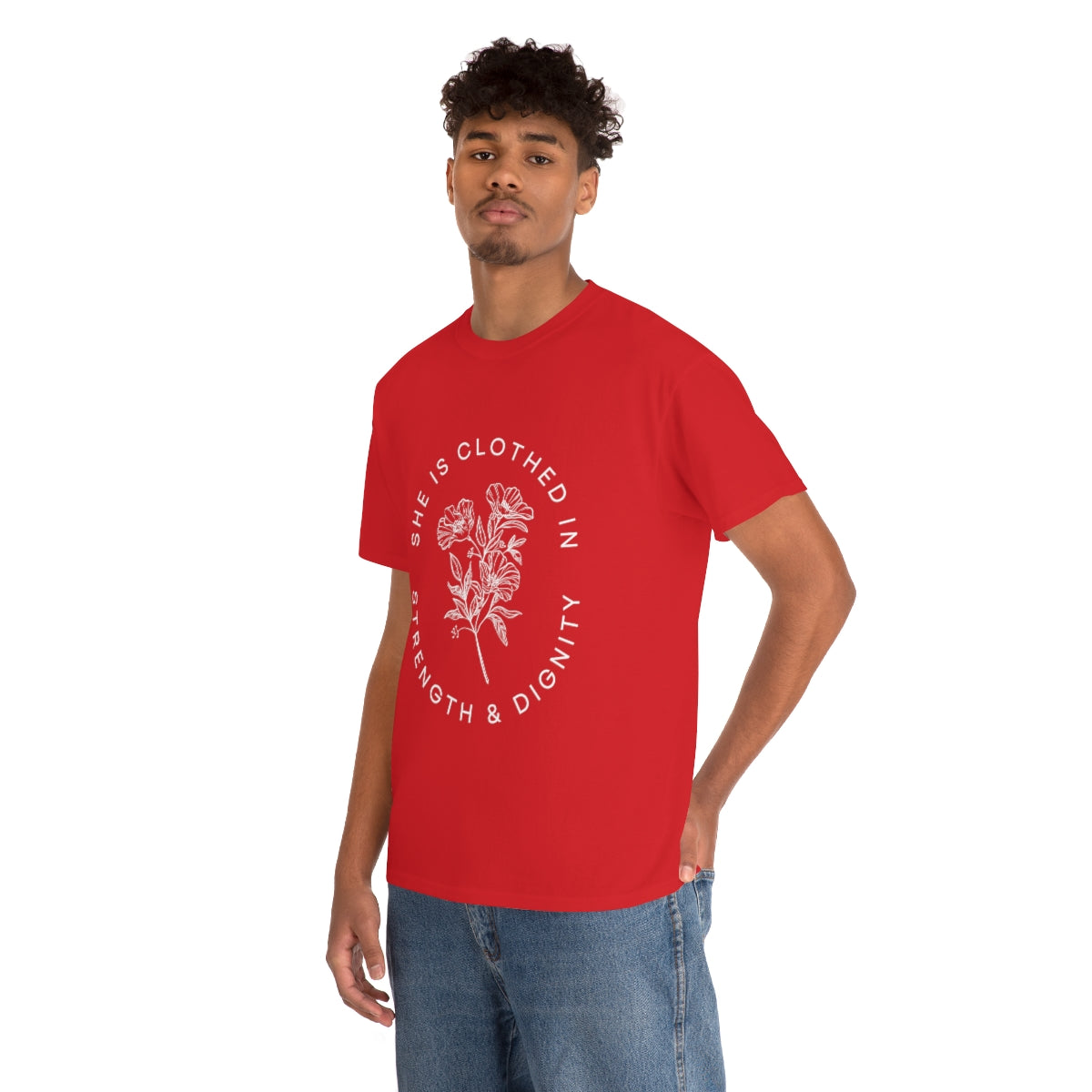 She is Clothed in Strength, Unisex Heavy Cotton Tee