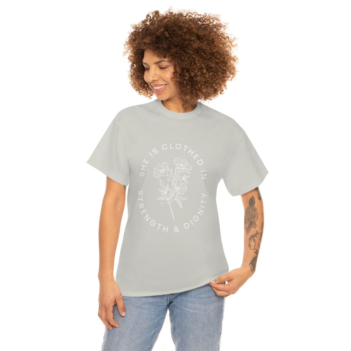 She is Clothed in Strength, Unisex Heavy Cotton Tee