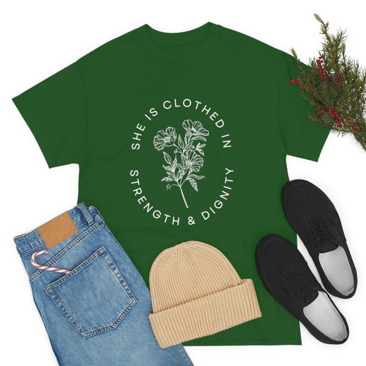 She is Clothed in Strength, Unisex Heavy Cotton Tee