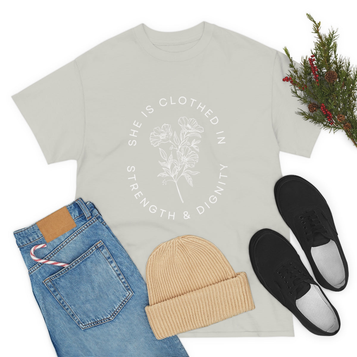 She is Clothed in Strength, Unisex Heavy Cotton Tee