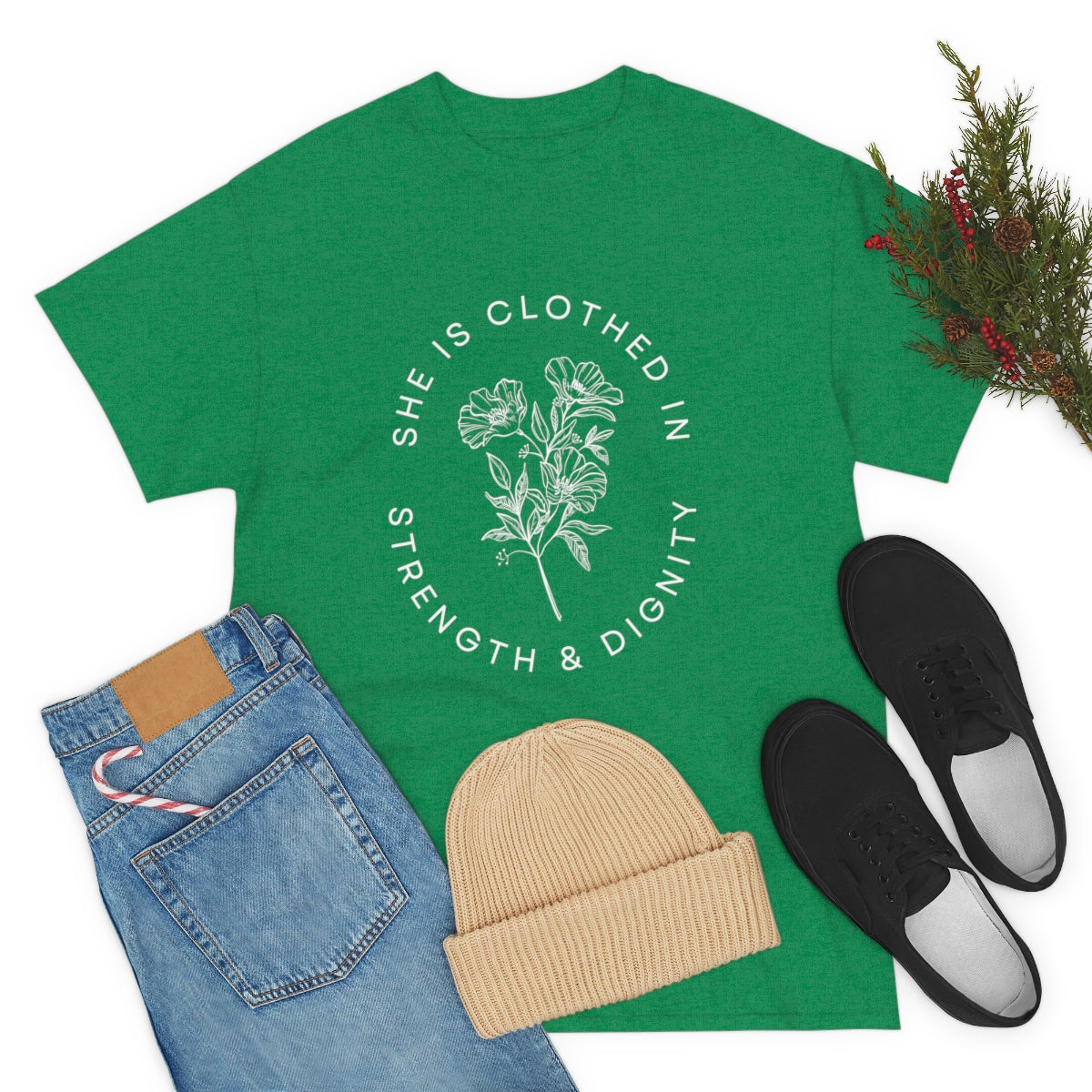 She is Clothed in Strength, Unisex Heavy Cotton Tee