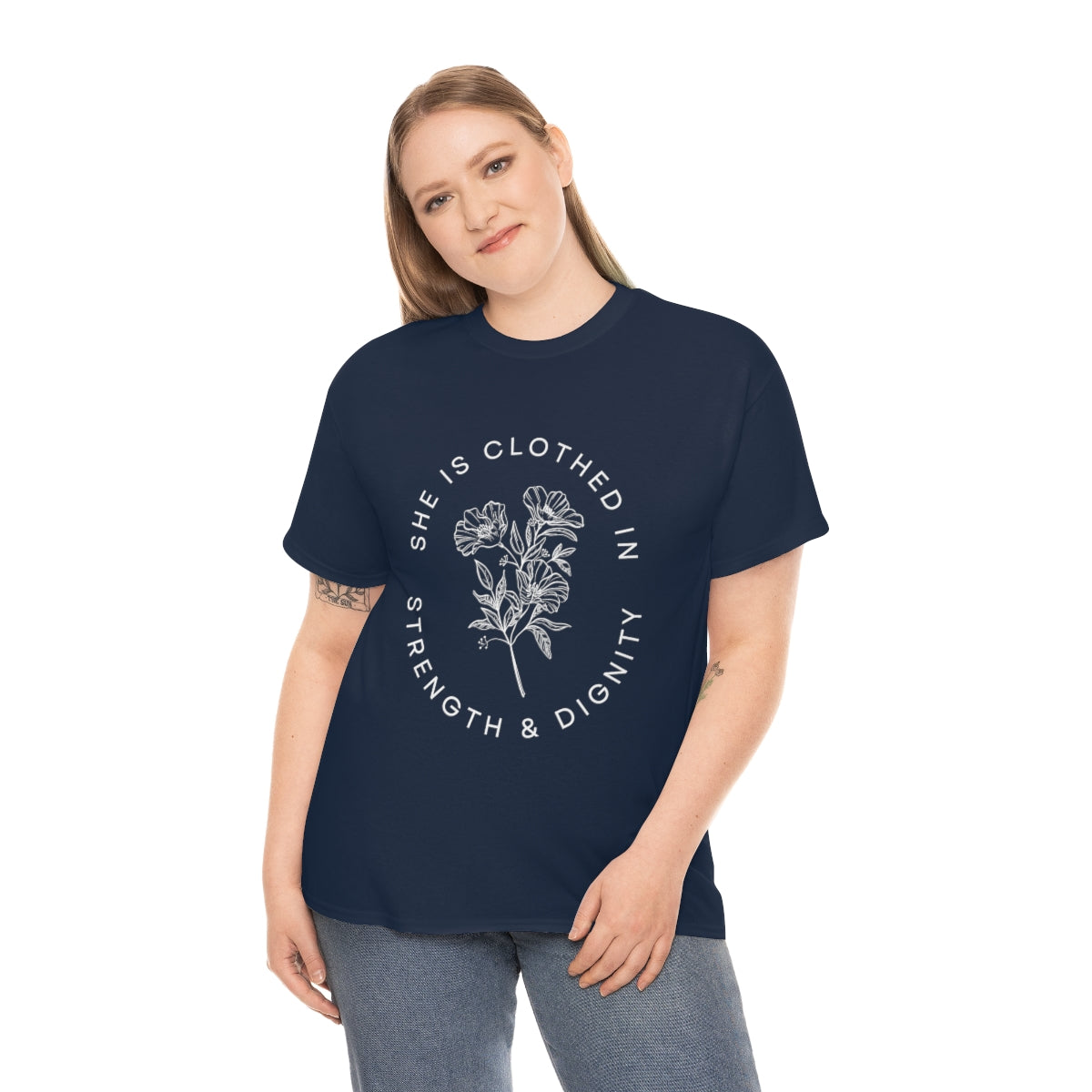 She is Clothed in Strength, Unisex Heavy Cotton Tee
