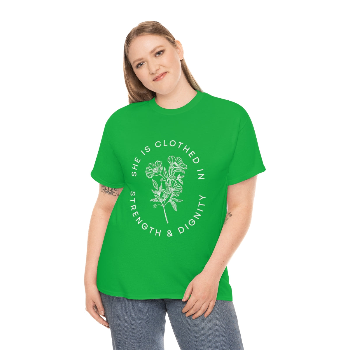 She is Clothed in Strength, Unisex Heavy Cotton Tee