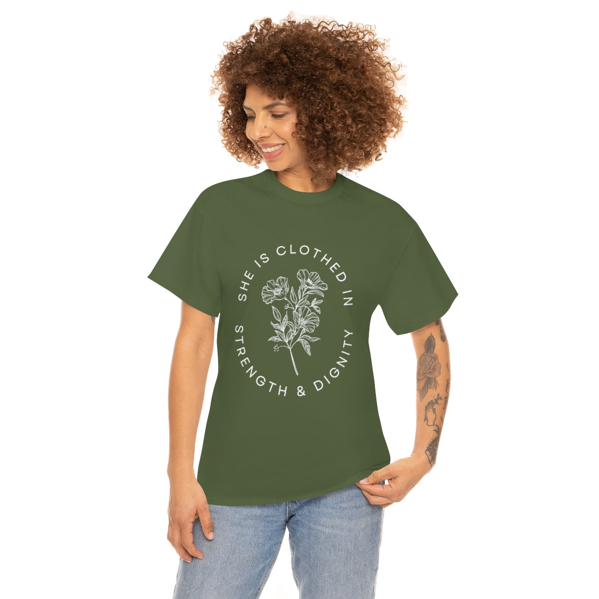 She is Clothed in Strength, Unisex Heavy Cotton Tee