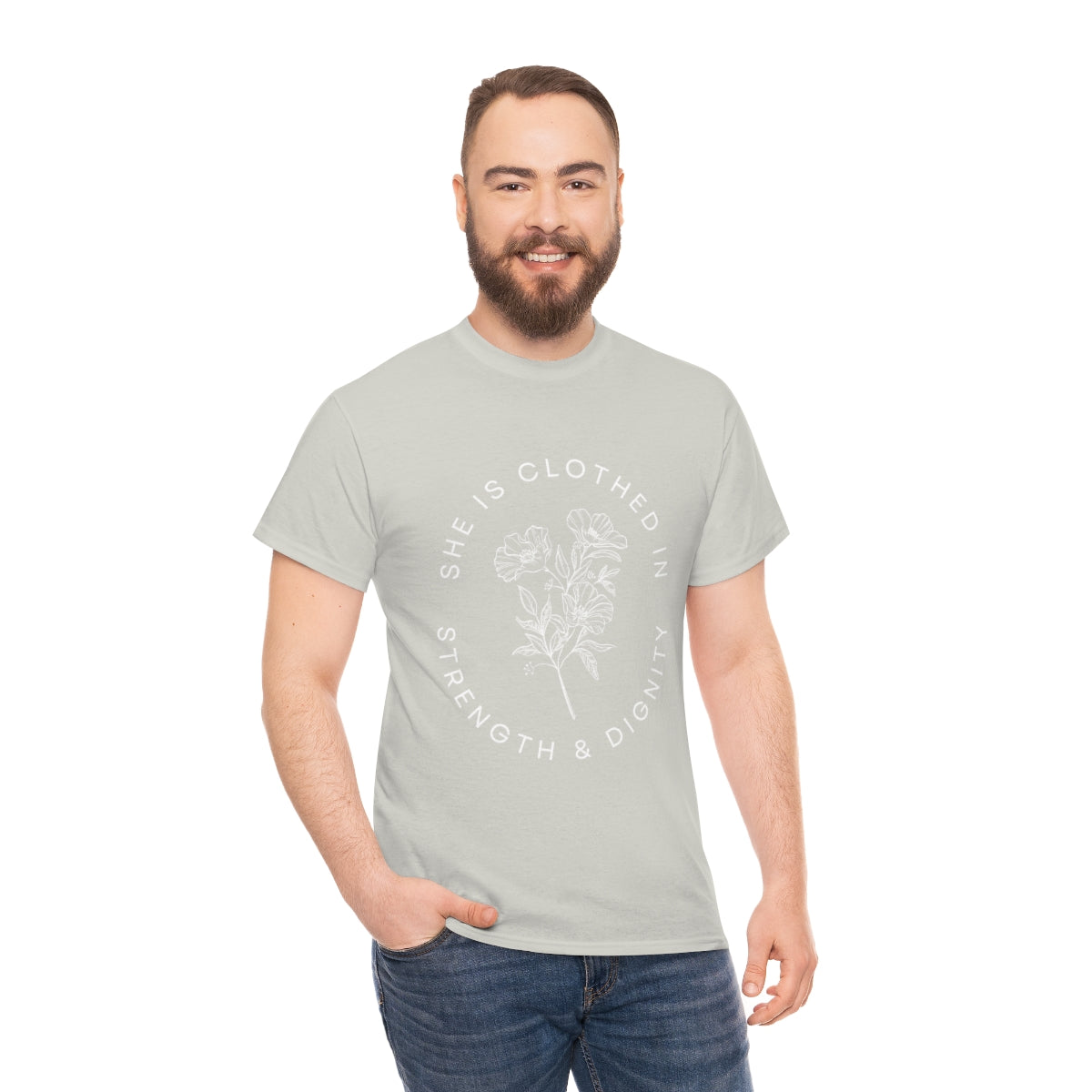 She is Clothed in Strength, Unisex Heavy Cotton Tee