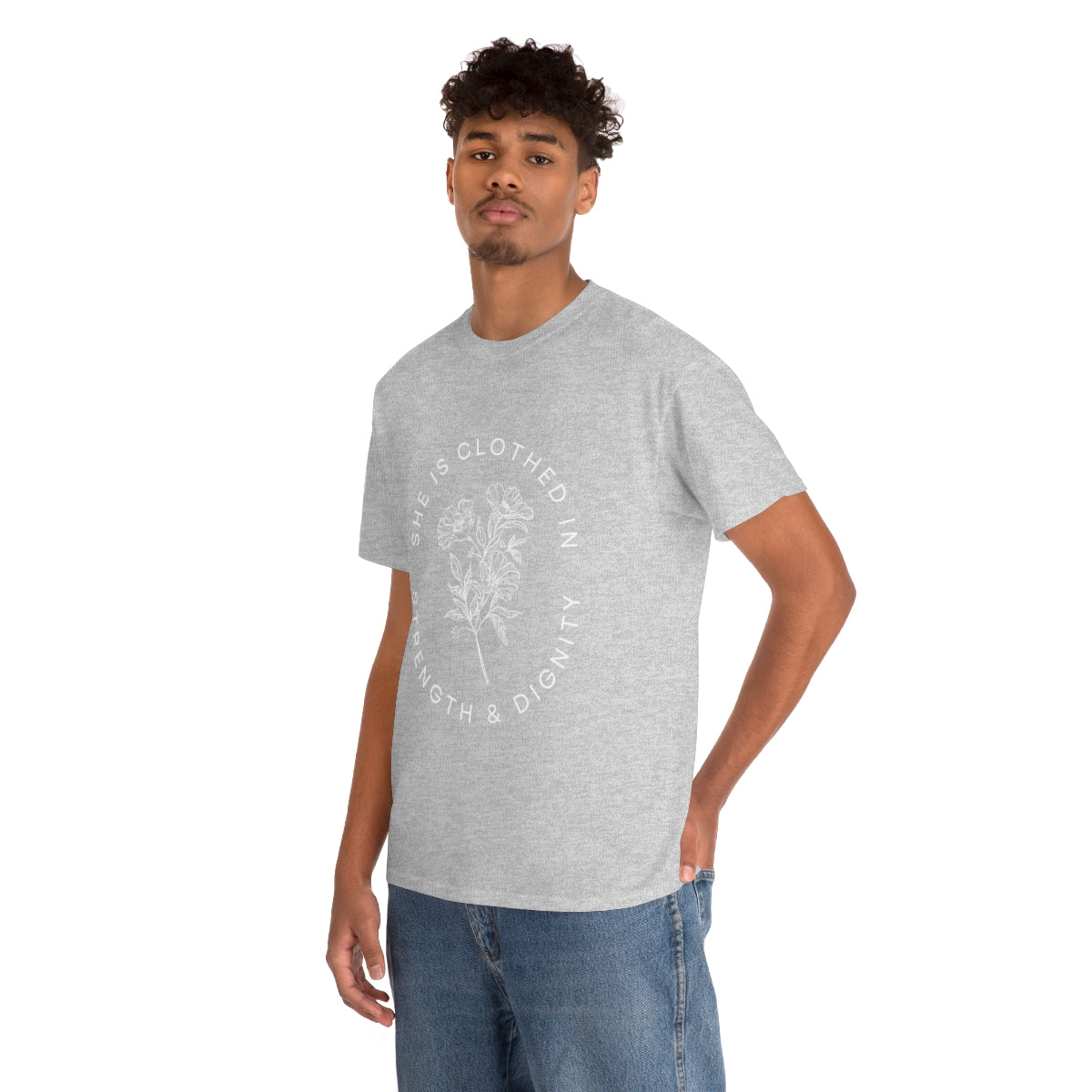She is Clothed in Strength, Unisex Heavy Cotton Tee