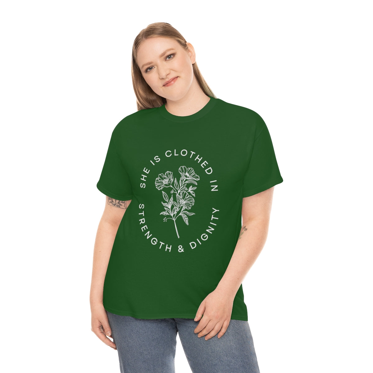 She is Clothed in Strength, Unisex Heavy Cotton Tee