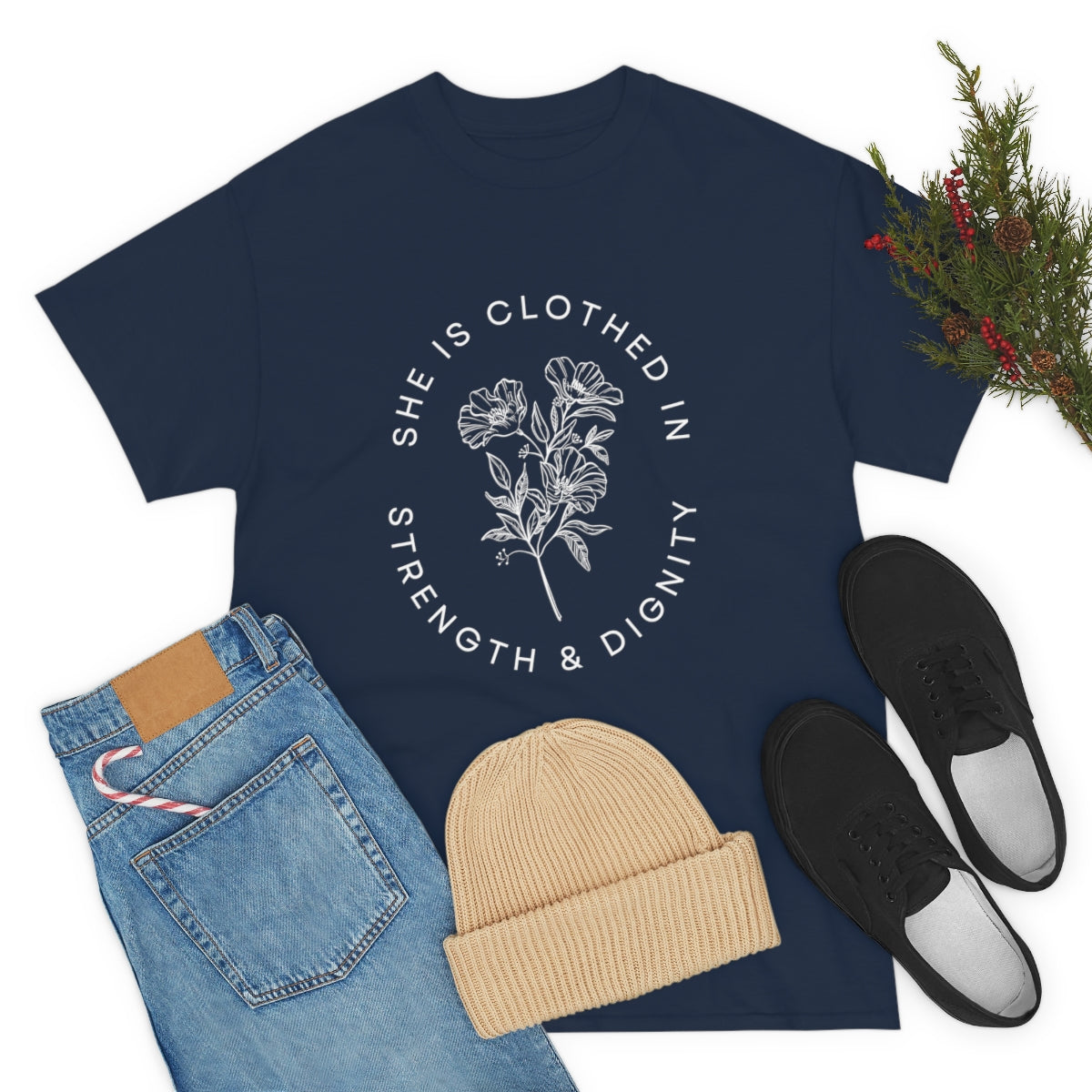 She is Clothed in Strength, Unisex Heavy Cotton Tee