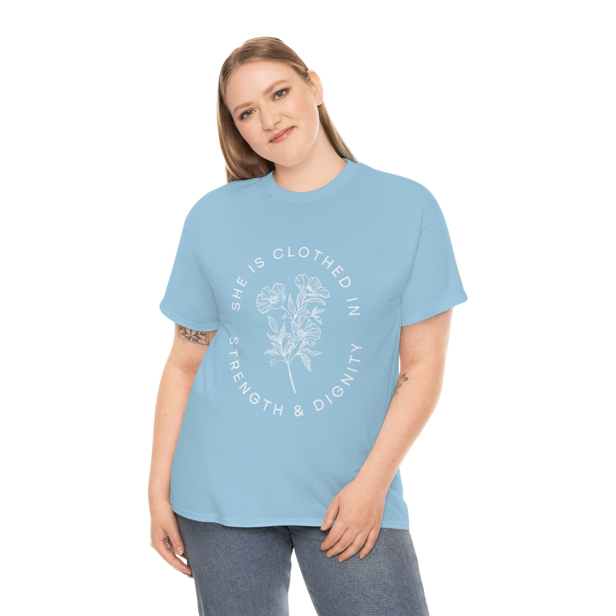 She is Clothed in Strength, Unisex Heavy Cotton Tee