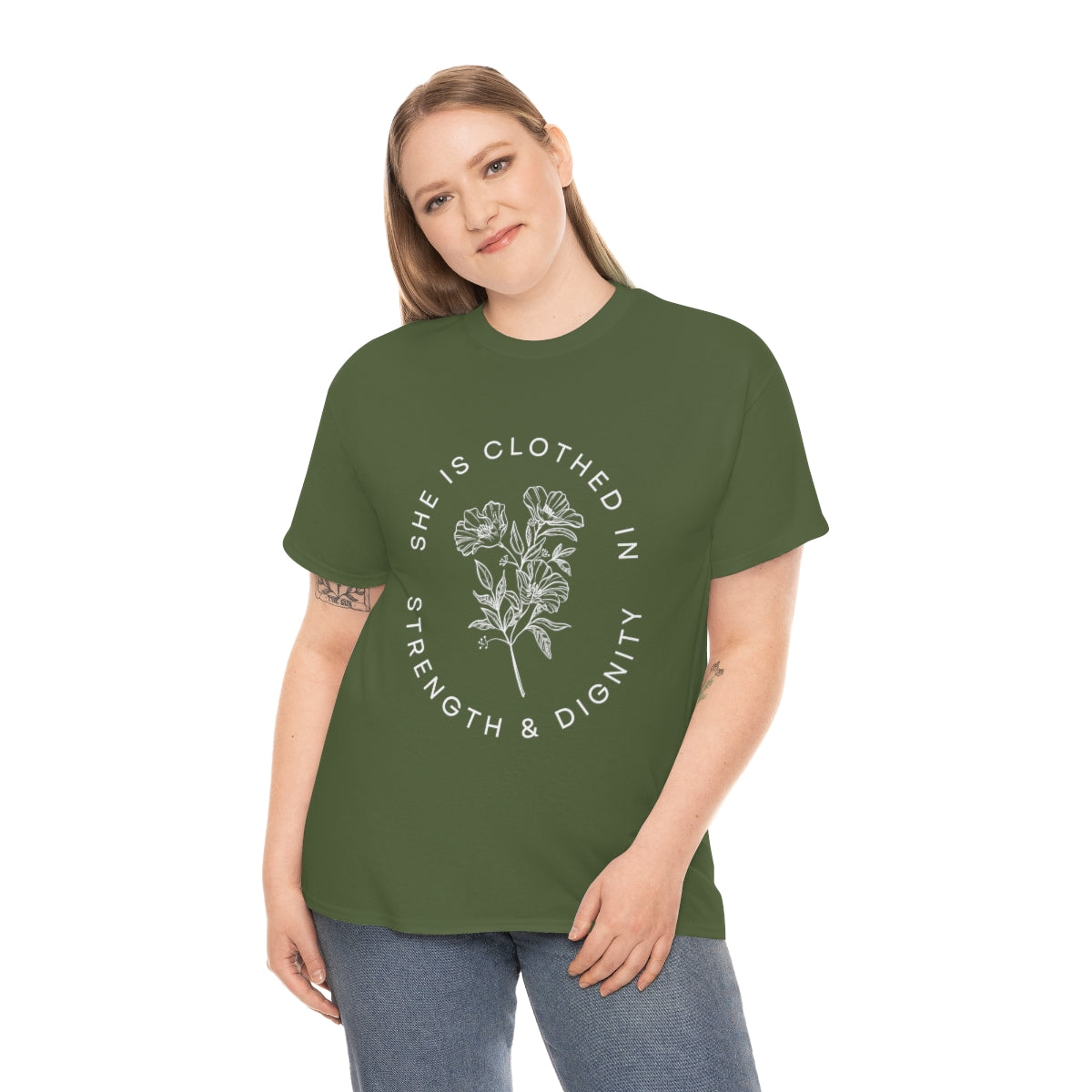 She is Clothed in Strength, Unisex Heavy Cotton Tee