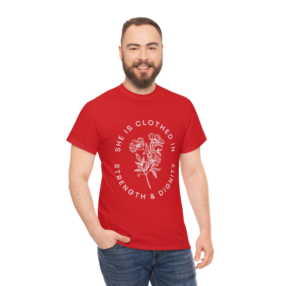 She is Clothed in Strength, Unisex Heavy Cotton Tee