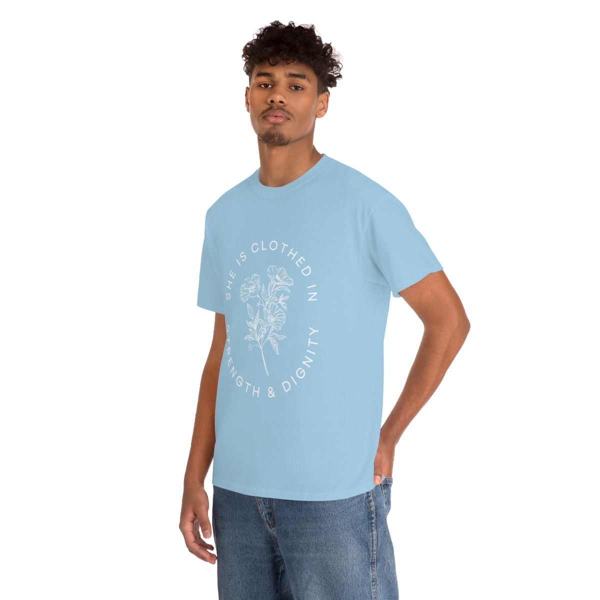 She is Clothed in Strength, Unisex Heavy Cotton Tee
