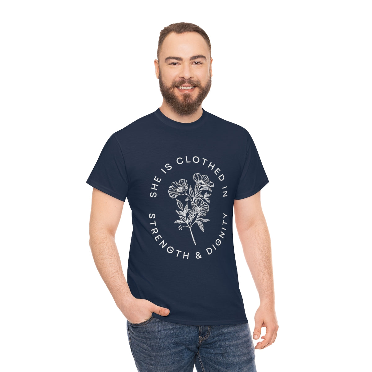She is Clothed in Strength, Unisex Heavy Cotton Tee