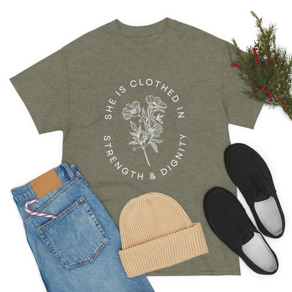 She is Clothed in Strength, Unisex Heavy Cotton Tee