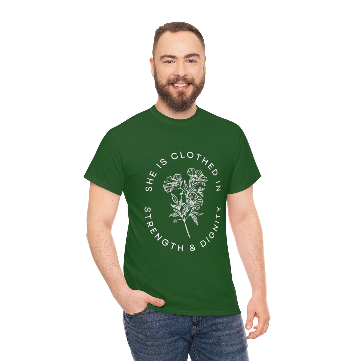 She is Clothed in Strength, Unisex Heavy Cotton Tee