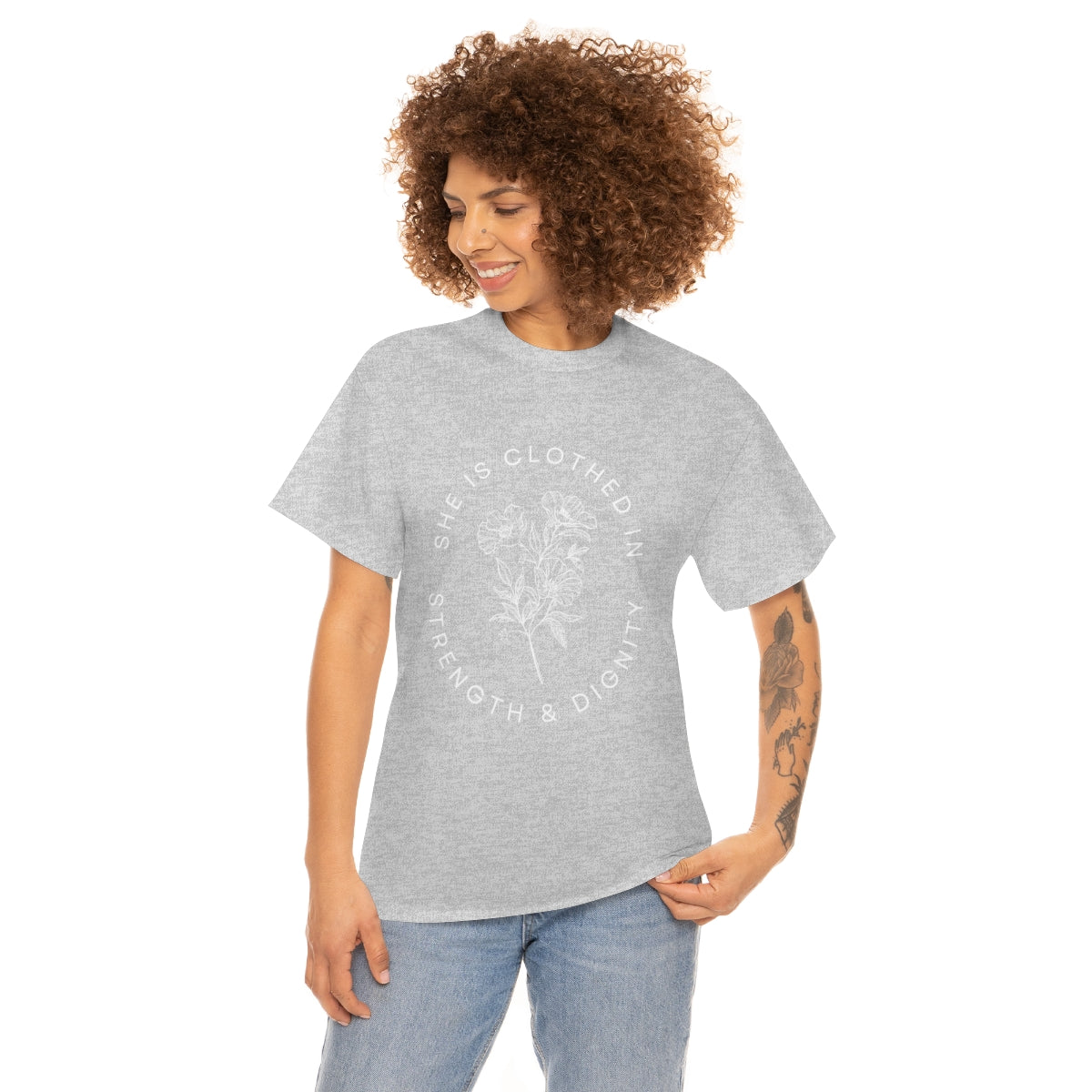 She is Clothed in Strength, Unisex Heavy Cotton Tee