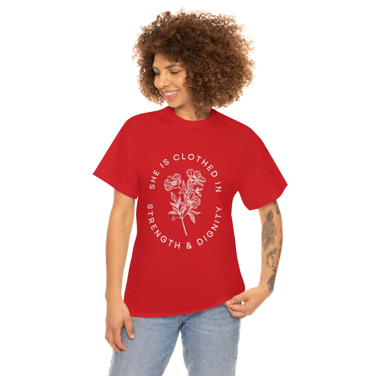 She is Clothed in Strength, Unisex Heavy Cotton Tee