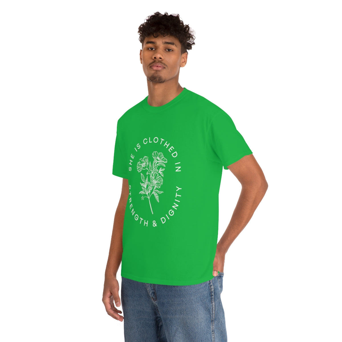She is Clothed in Strength, Unisex Heavy Cotton Tee
