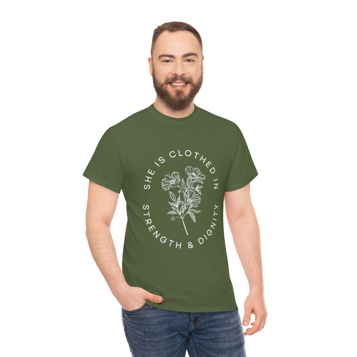 She is Clothed in Strength, Unisex Heavy Cotton Tee