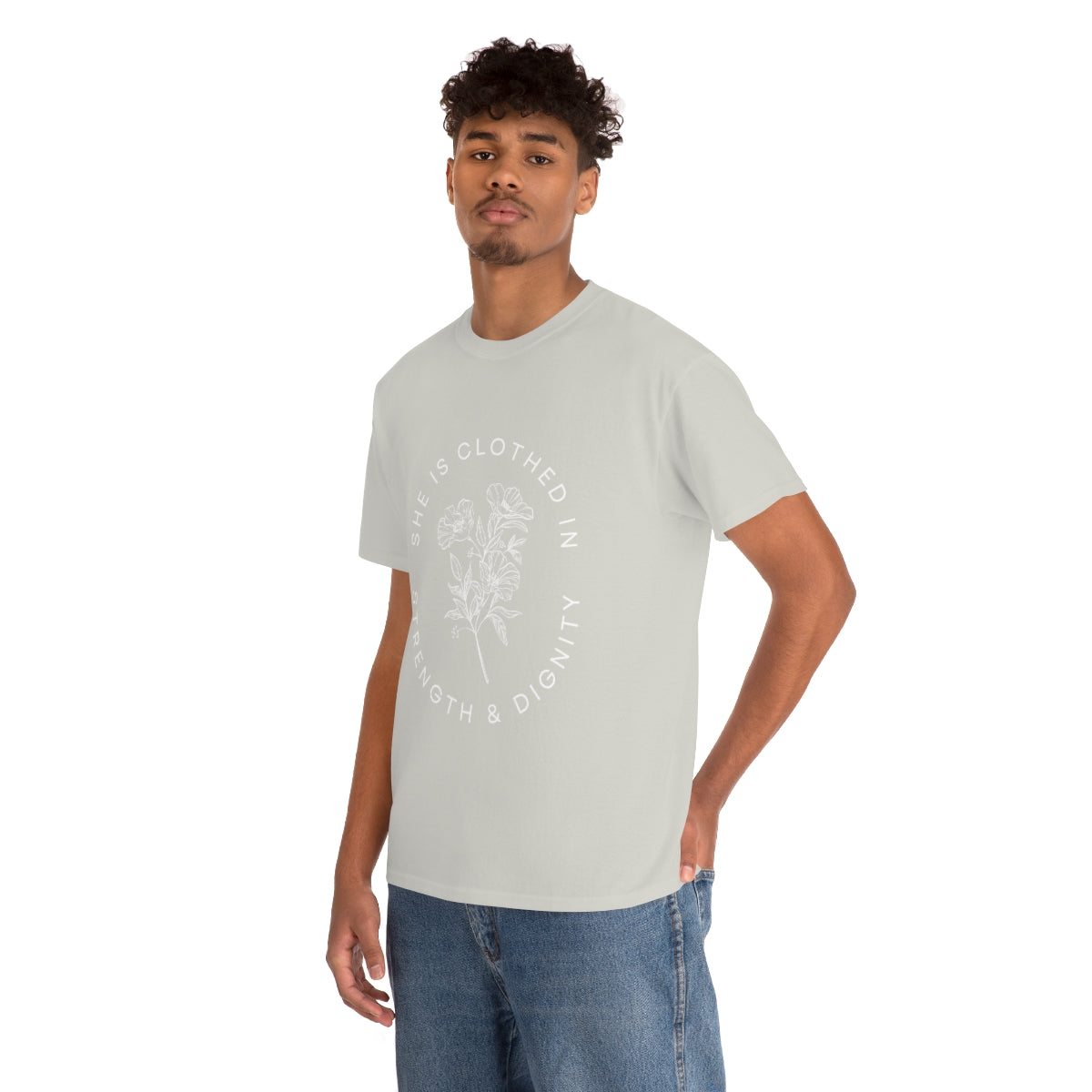 She is Clothed in Strength, Unisex Heavy Cotton Tee