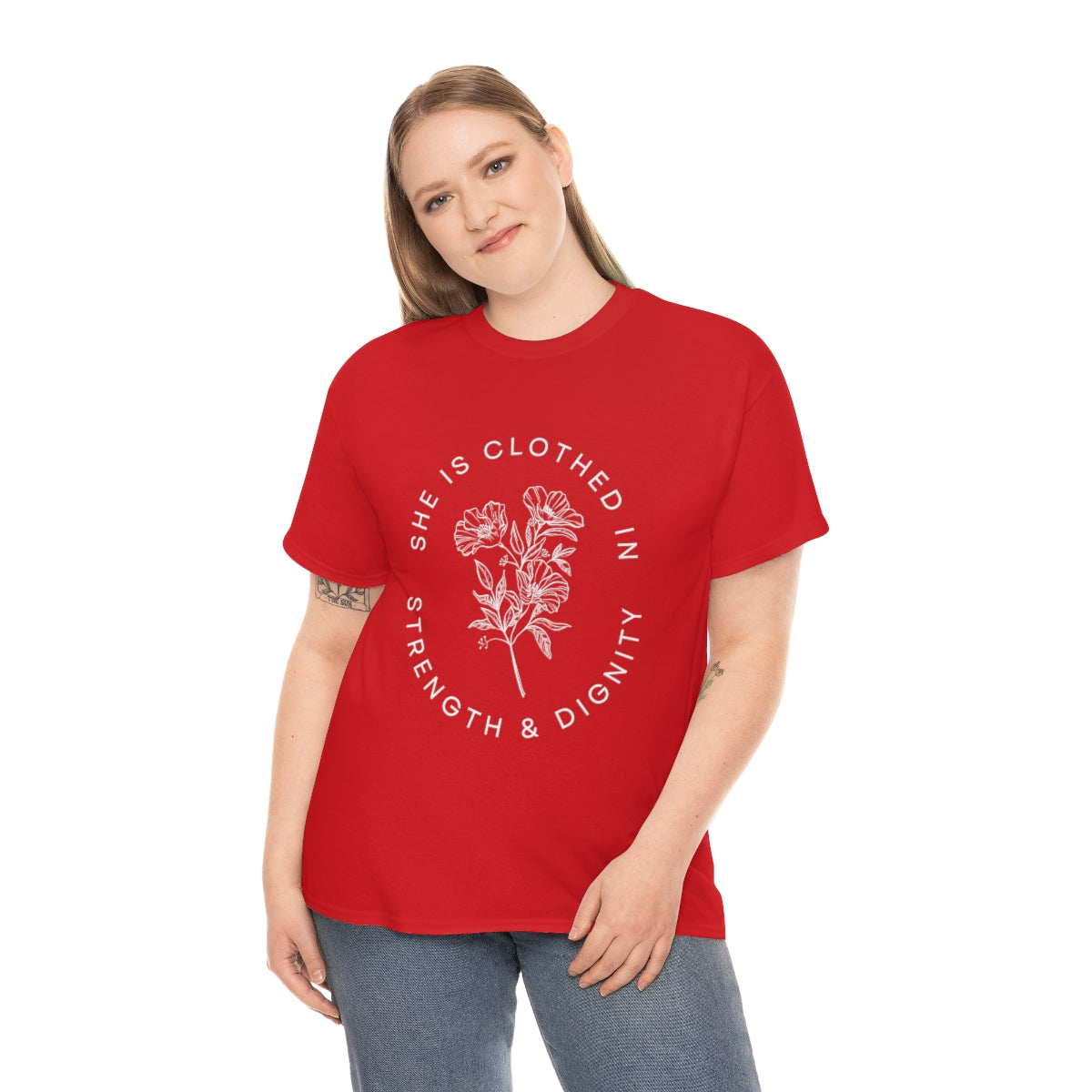 She is Clothed in Strength, Unisex Heavy Cotton Tee