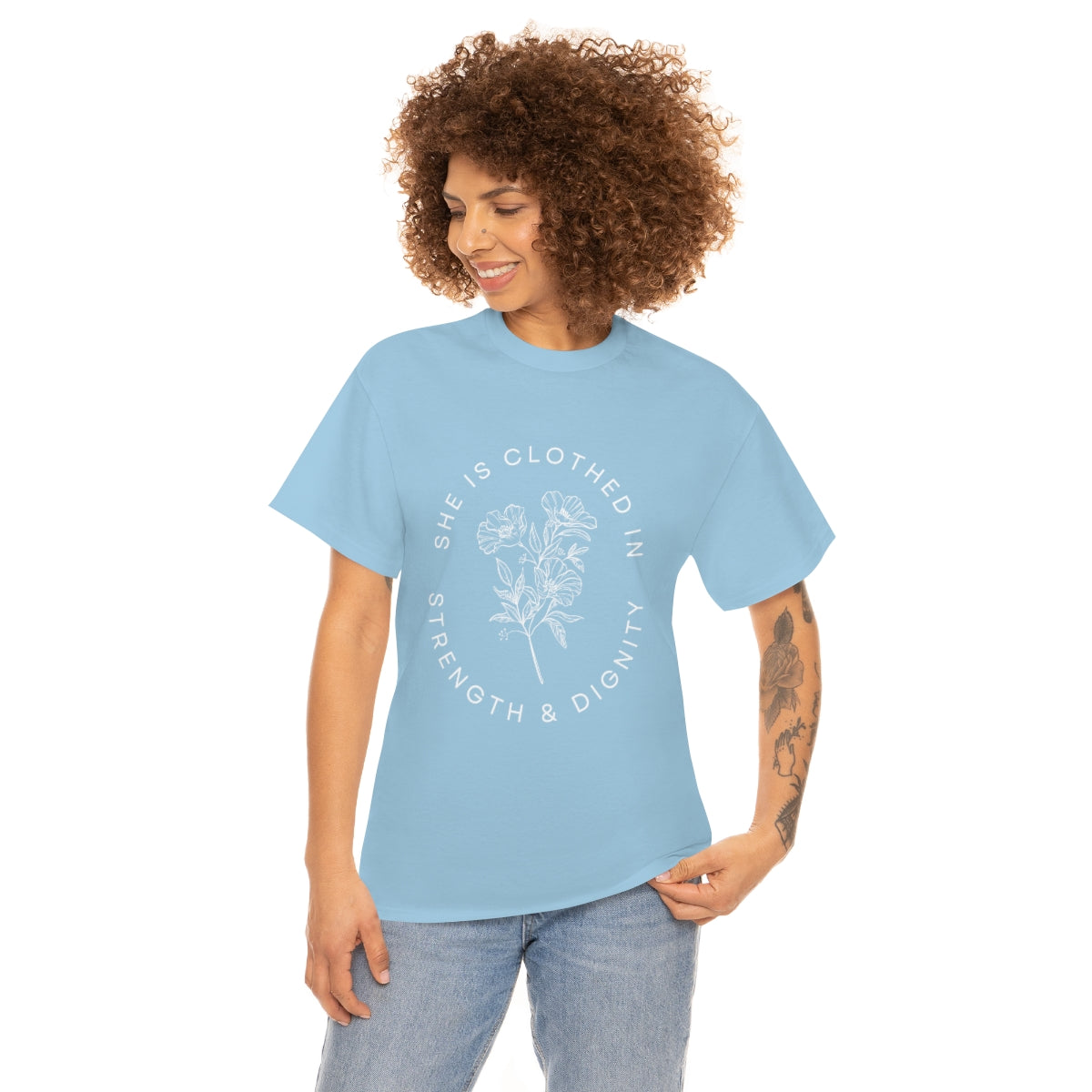 She is Clothed in Strength, Unisex Heavy Cotton Tee