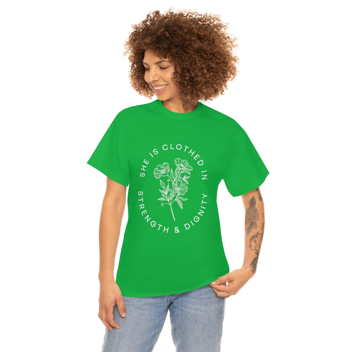 She is Clothed in Strength, Unisex Heavy Cotton Tee