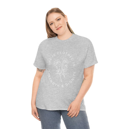 She is Clothed in Strength, Unisex Heavy Cotton Tee